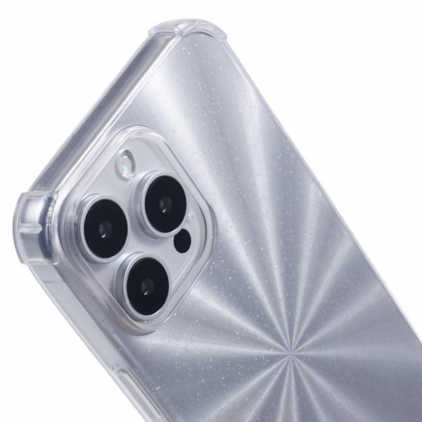 iPhone 16 Pro Max Fodral Stötsäkert flexibelt mobilskal med kortpapper - Aurora Silver Silvergrå