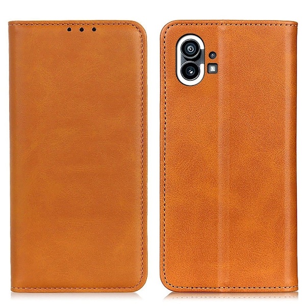 Lompakko-style Aitoa Nahkaa Läppäkotelo For Nothing Phone (1) - Ruskea Brown