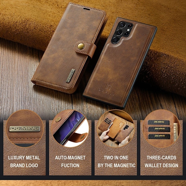 DG.Ming Samsung Galaxy S22 Ultra 2-in-1 Pung Etui - Brun Brown