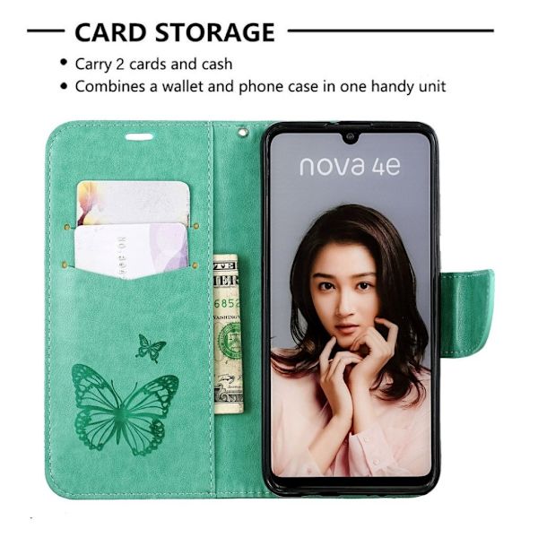 Butterfly Huawei P30 Lite etui - Grøn Green