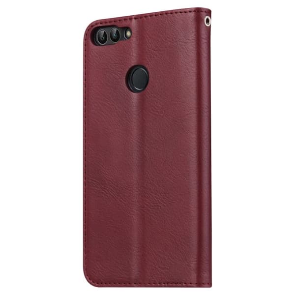 Huawei P Smart Etui laget av kunstlær og silikon - Vinrød Red