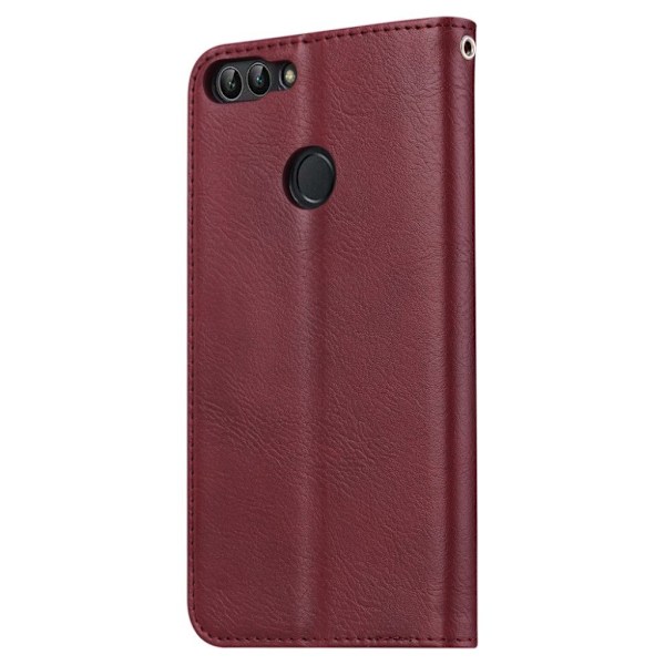 Huawei P Smart læderetui med kortholder - Vindrød Red