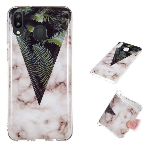 Marble Samsung Galaxy M20 cover - Leaves mønster marmor Silver grey