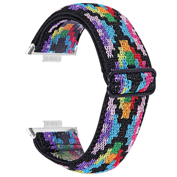 Huawei Watch Fit 3 Nylon Watch Strap Pattern Print Adjustable Elastic Wrist Band - 14# Gold
