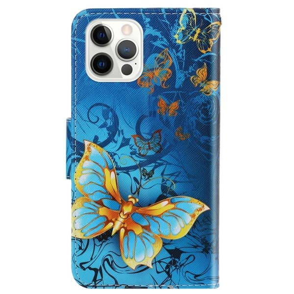 Wonderland iPhone 13 Pro Max Läppäkotelo - Kulta Perhonen Multicolor