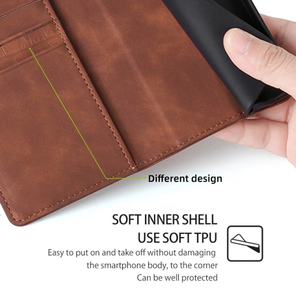 Krokotiilin Nahkainen Läppäkotelo For OnePlus 11 - Ruskea Brown