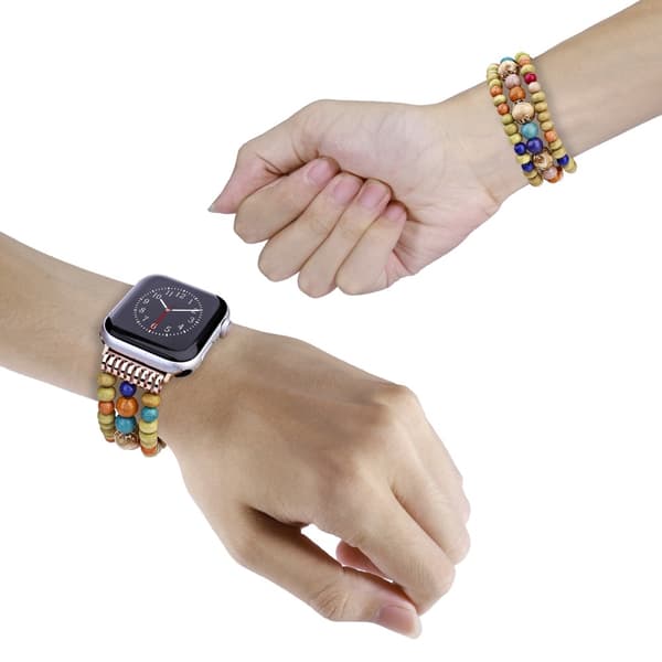 Apple Watch Series 8 (41mm) urrem i perlestil - 3 Rækker Farvede Perler Multicolor