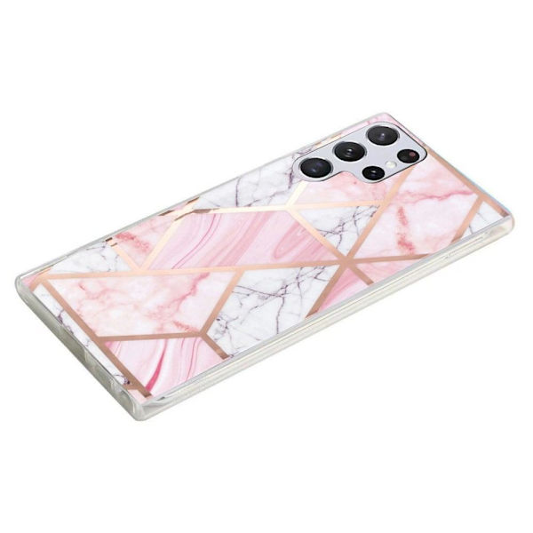 Deco Samsung Galaxy S23 Ultra skal - Vitt Bråte / Rosa Rosa
