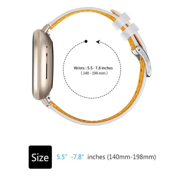 Fitbit Sense / Versa 3 aito nahkakellon hihna - Valkoinen White
