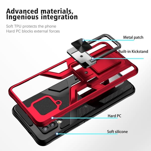 Støtsikker Hybrid Deksel med Kickstand til Samsung Galaxy A42 5G - Rød Red