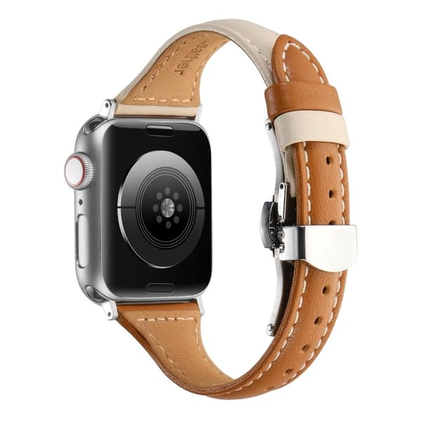 Apple Watch Series 8 (41mm) Ægte okselæderrem - Dobbelt Farve Brown