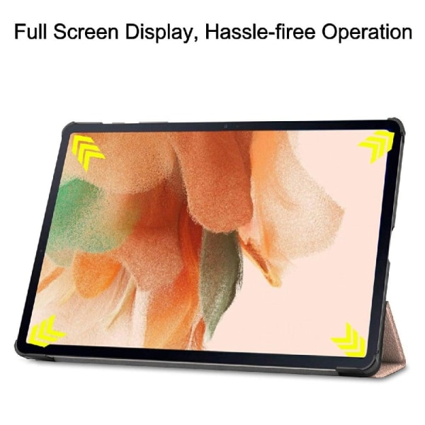 Samsung Galaxy Tab S7 FE tri-fold læder flip taske - Rødguld Pink