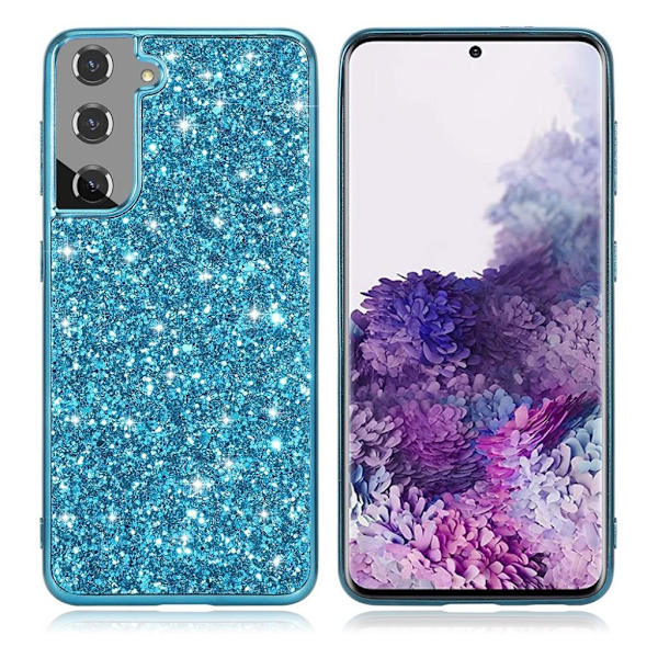 Glitter Samsung Galaxy S21 Plus Etui - Blå Blue