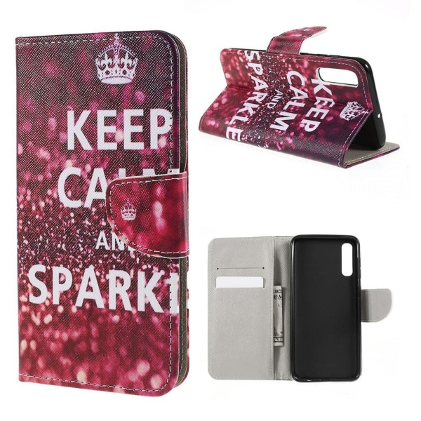 Wonderland Samsung Galaxy A50 etui - Citat: Keep Calm and Sparkle Red