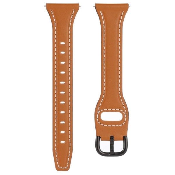 22mm Universal genuine leather watch strap - Brown / Black Buckl Brun