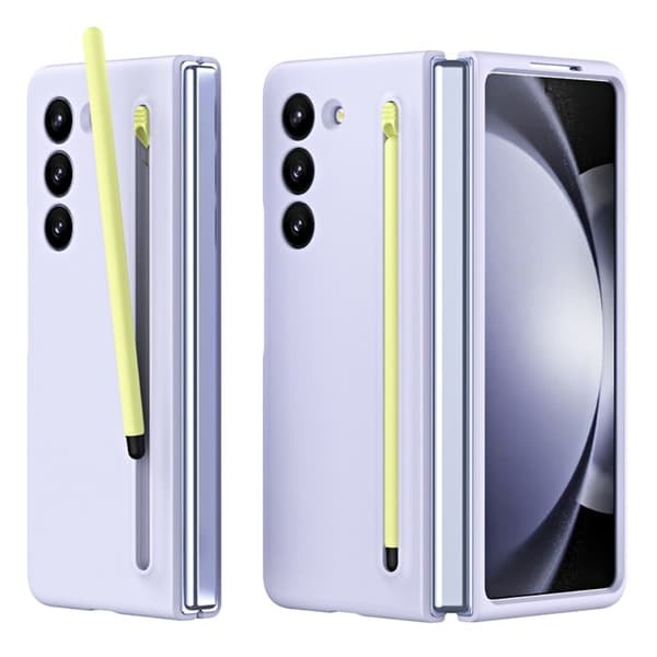 Himmelblått gummiert PC-etui med stylus til Samsung Galaxy Z Fold5 5G Purple