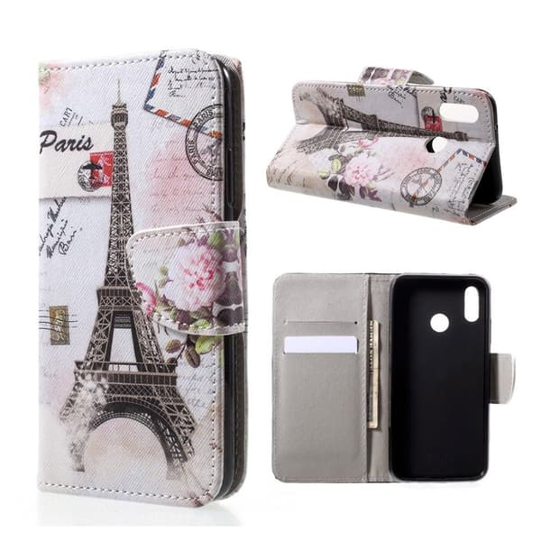 Huawei P20 Lite Etui laget av kunstlær og silikon - Eiffel tårn Multicolor