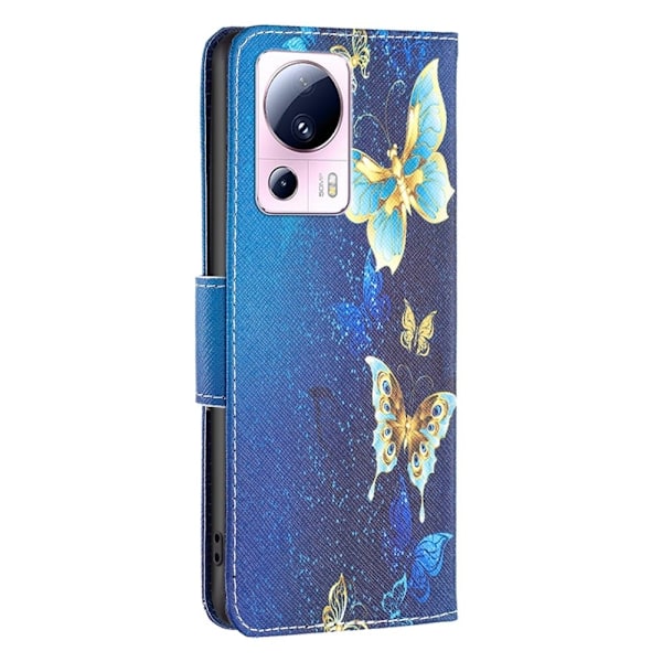 Wonderland Xiaomi 13 Lite / Civi 2 Flip Etui - Gyldne Sommerfugle Blue