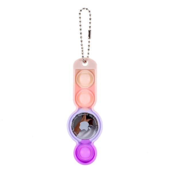 AirTags bubble push silikone cover med nøglering - Beige / Lyserød / Lilla / Mørklilla Multicolor