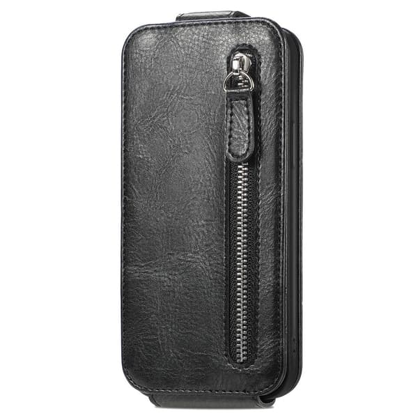 Vertical Flip Phone Etui med Zipper til Motorola Moto G73 - Sort Black