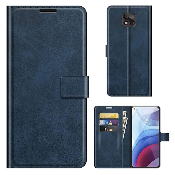 Wallet-style Læder Etui til Motorola Moto G Power (2021) - Blå Blue