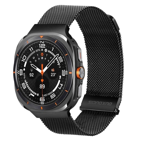 DUX DUCIS Samsung Galaxy Watch Ultra 47 mm magnetisk Milanese-urrem i rustfrit stål - Sort Black