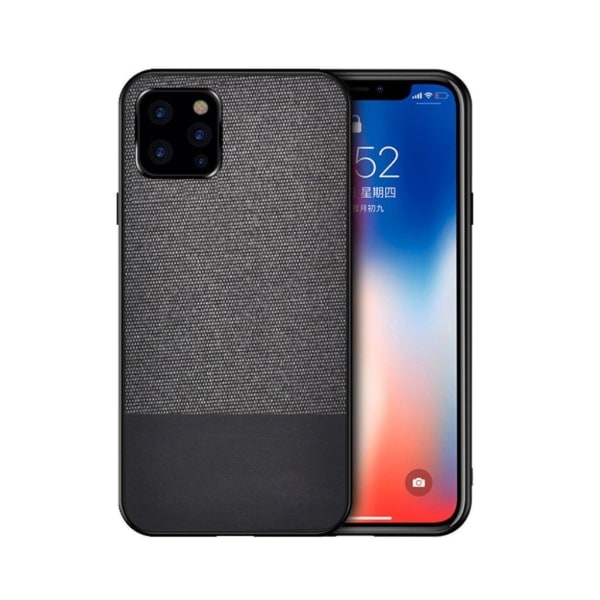 Splejsning af kludtekstur Bumpresistent og fleksibel og vegansk læder Combo Back Shell iPhone 12 Pro / 12 - Sort Black