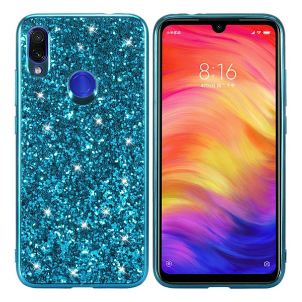 Glitter Xiaomi Redmi Note 7 skal - Blå Blå