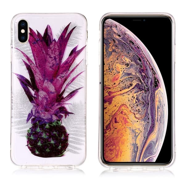 iPhone 9 Plus beskyttelses deksel av TPU med IMD glittrende printet mønster - ananas Multicolor