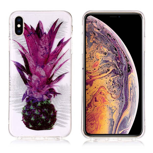 iPhone 9 Plus mobilskal silikon glittrande tryckmönster - Ananas multifärg