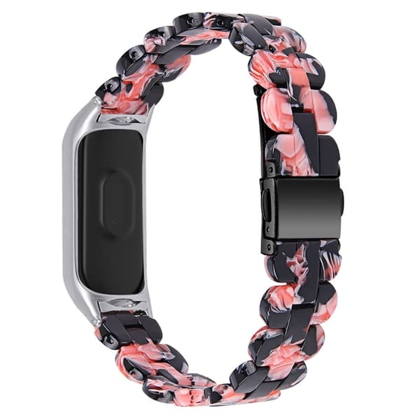 Xiaomi Mi Smart Band 4 / Band 3 urrem i resin - Sort / Lyserød Multicolor