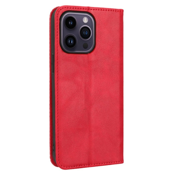 Bofink Vintage iPhone 15 Pro Nahkakotelo - Punainen Red