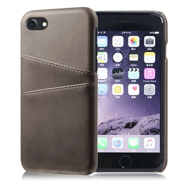 Dual Card kuoret - iPhone SE 2020 / 8 / 7 - Harmaa Silver grey