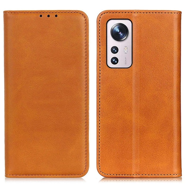Xiaomi 12 Lite lompakkokotelo, aitoa nahkaa - Ruskea Brown