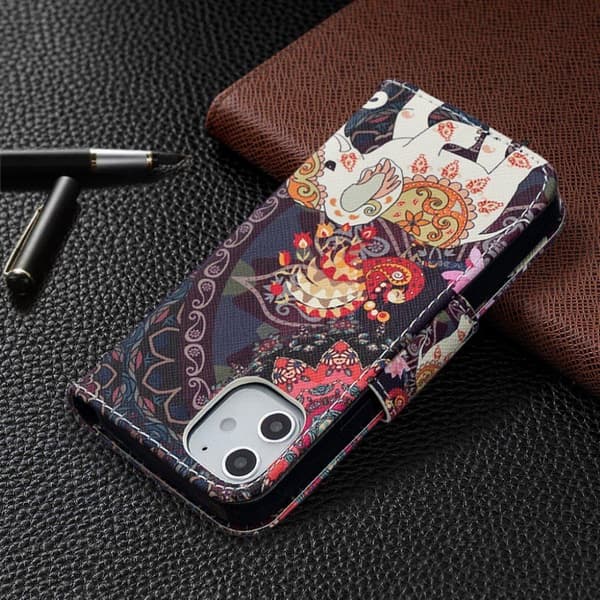 Wonderland iPhone 12 Mini Flippetui - Elefant Multicolor