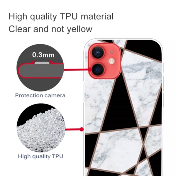 Marble iPhone 13 Suojakotelo - Musta And Valkoinen Marble Multicolor