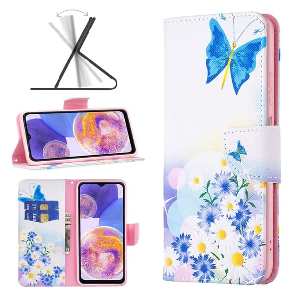 Wonderland Samsung Galaxy A73 flip-etui - Sommerfugl Og Blomster Multicolor