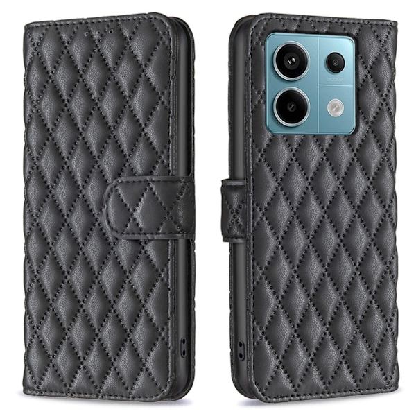 Rhombus mat Xiaomi Redmi Note 13 Pro 4G flip etui - Sort Black