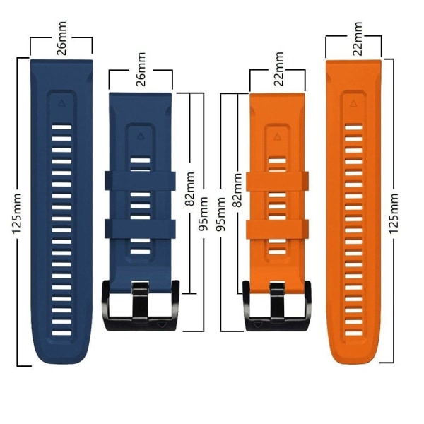 Garmin Fenix 7X silikonikellon hihna soljella - Oranssi Orange