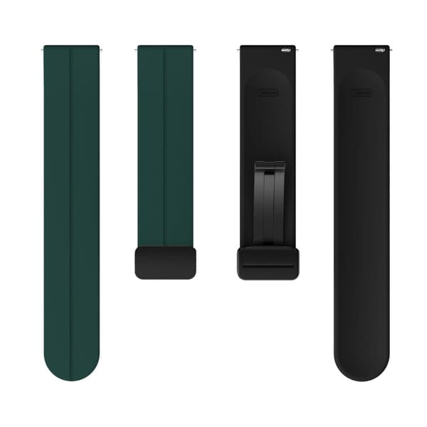 20 mm universal silikonerem i to farver med sort spænde - Sortliggrøn / Sort Green