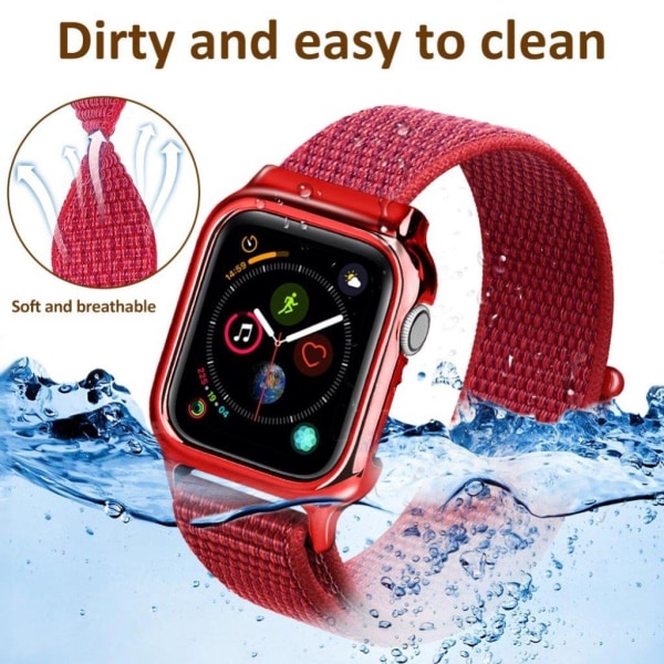 Apple Watch Series 4 44mm kestävä nailon kellonauha - Punainen Red