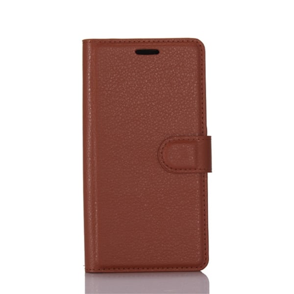 Sony Xperia XA1 Litsi Pintainen Nahkakotelo Standillä - Ruskea Brown