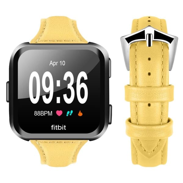 Fitbit Versa erstatnings urrem i unikt lædermateriale med lækkert design - Gul Yellow