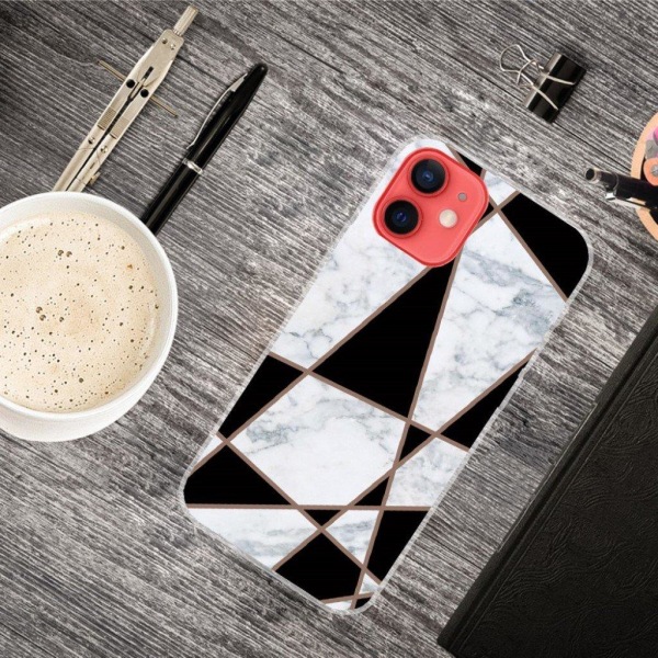 Marble iPhone 12 Mini case - Fragment Black and White Marble Multicolor