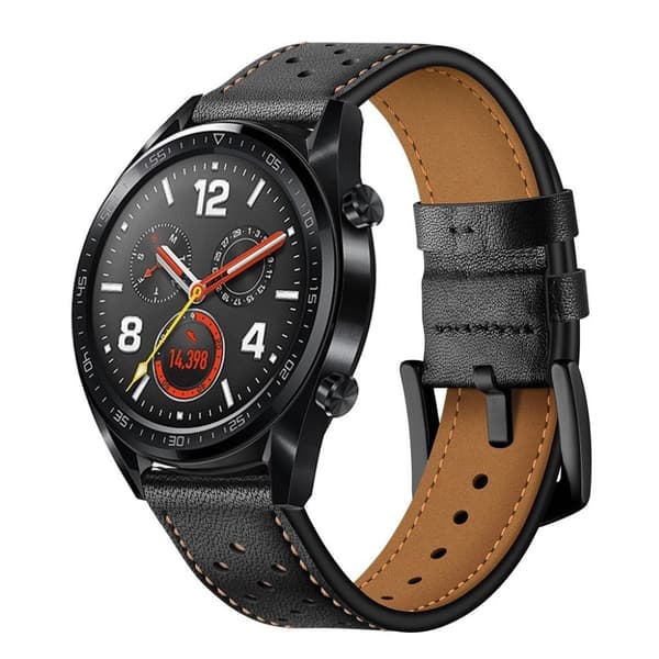 Huawei Watch GT klockband i äkta läder - Svart Svart
