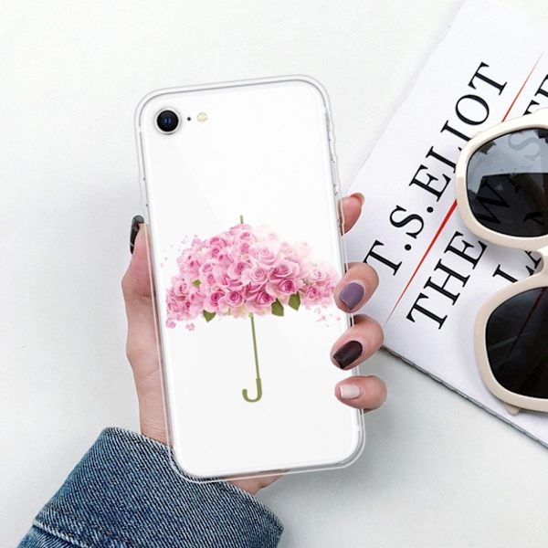 Deco iPhone SE 2020 skal - Paraply Med Blomma Rosa
