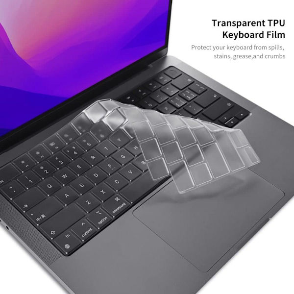 HAT PRINCE MacBook Pro 16 M1 / M1 Max (A2485, 2021) laptop- och tangentbordsskydd med dammskyddspluggar - Lila Lila