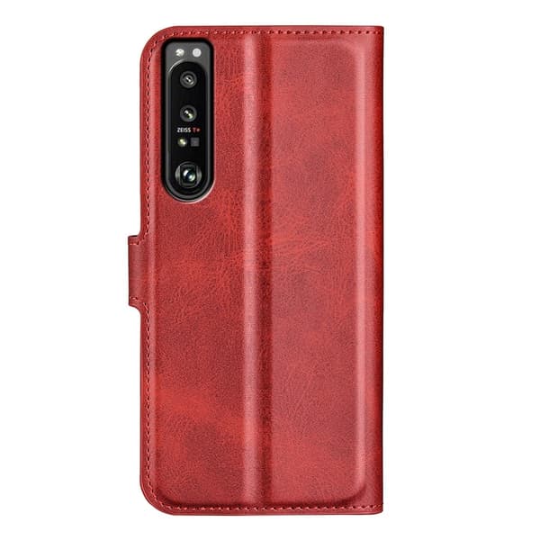 Hållbart konstläder Sony Xperia 1 IV fodral med plånbok - Röd Röd