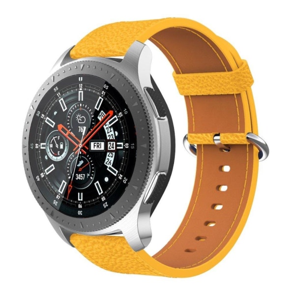 Samsung Galaxy Watch 46mm / Gear S3 Classic / Gear S3 Frontier aito nahkainen ranneke - Keltainen Yellow