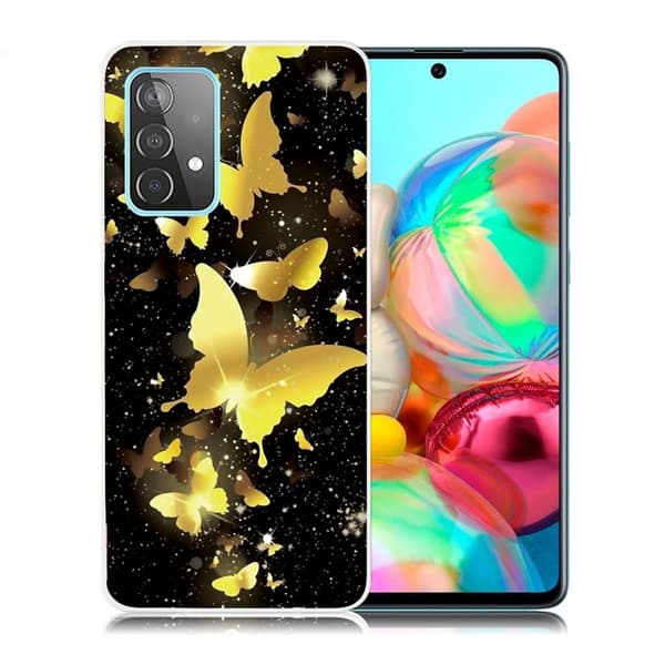 Deco Samsung Galaxy A72 5G etui - Golden sommerfugl Gold